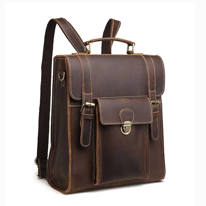 Мужской рюкзак из натуральной кожи Крейзи Хорс винтажный Ретро Рюкзак ручной