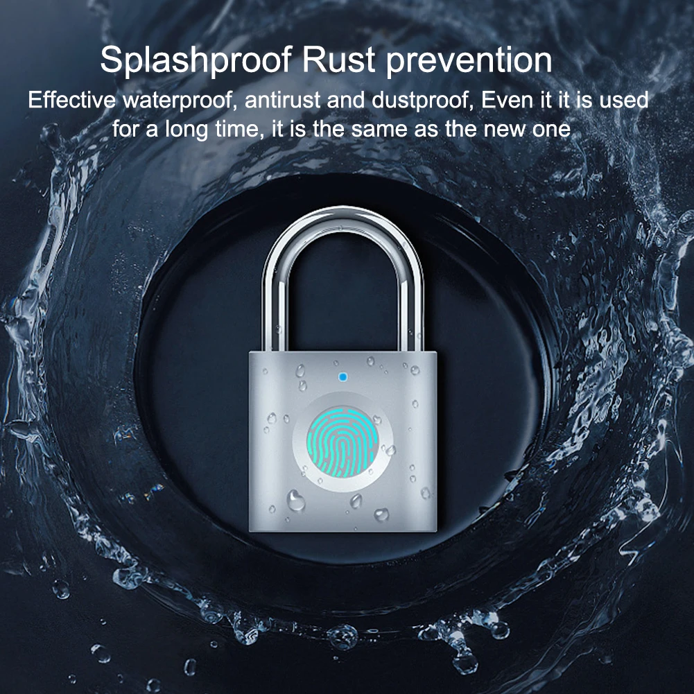 

Smart Keyless Touch Security USB Rechargeable Fingerprint Padlock Door Lock Anti Theft Suitcase Zinc Alloy Gym Quick Unlock