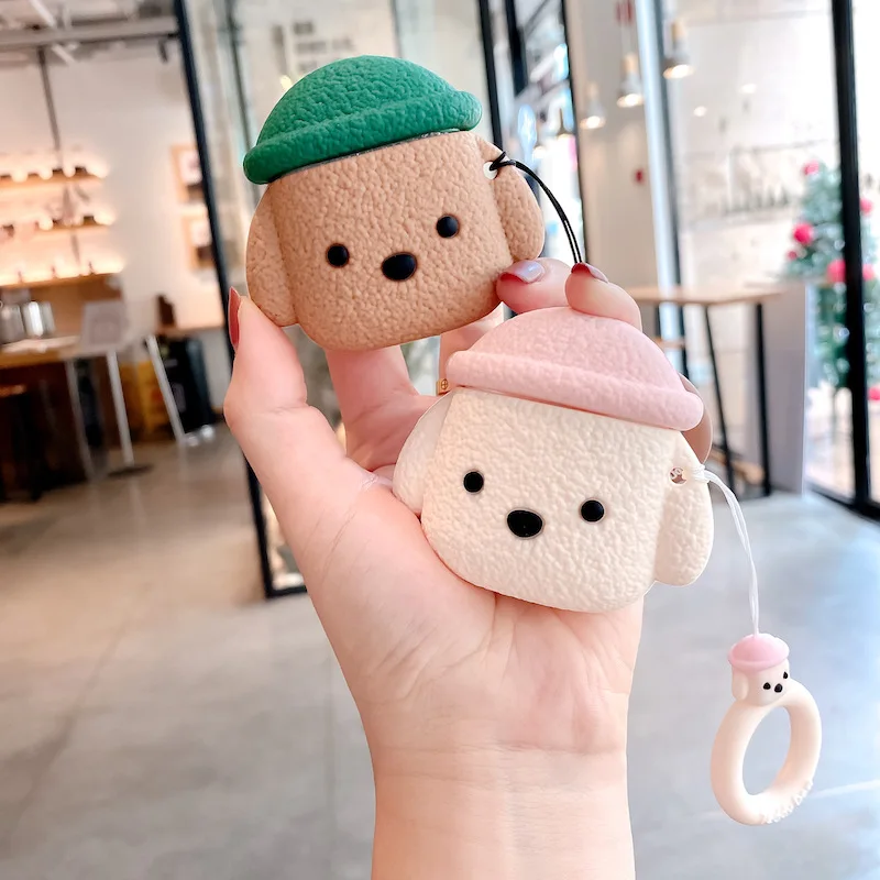 

Cute Bear Cover for Apple AirPods 1 2 Case with Lanyard Wireless Headphone Case Bluetooth Earphones TWS Earbuds Charging Case