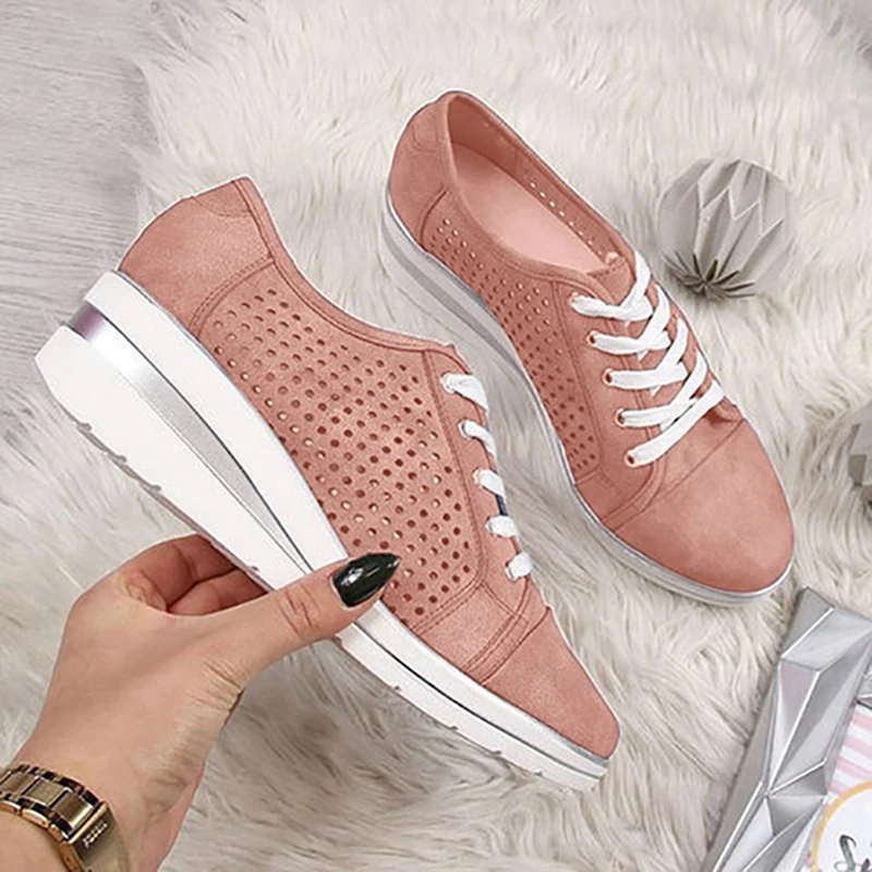 

Size 35-43 Flock New High Heel Lady Casual Women Sneakers Leisure Platform Shoes Breathable Height Increasing Shoes Women Flats