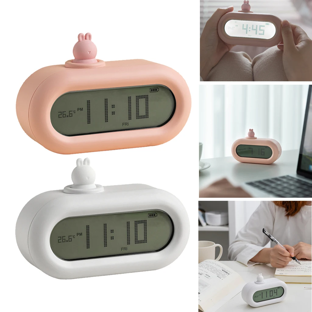 

Kids Light Alarm Clock Wake Up Light Cute Rabbit Night Light, Snooze Function,