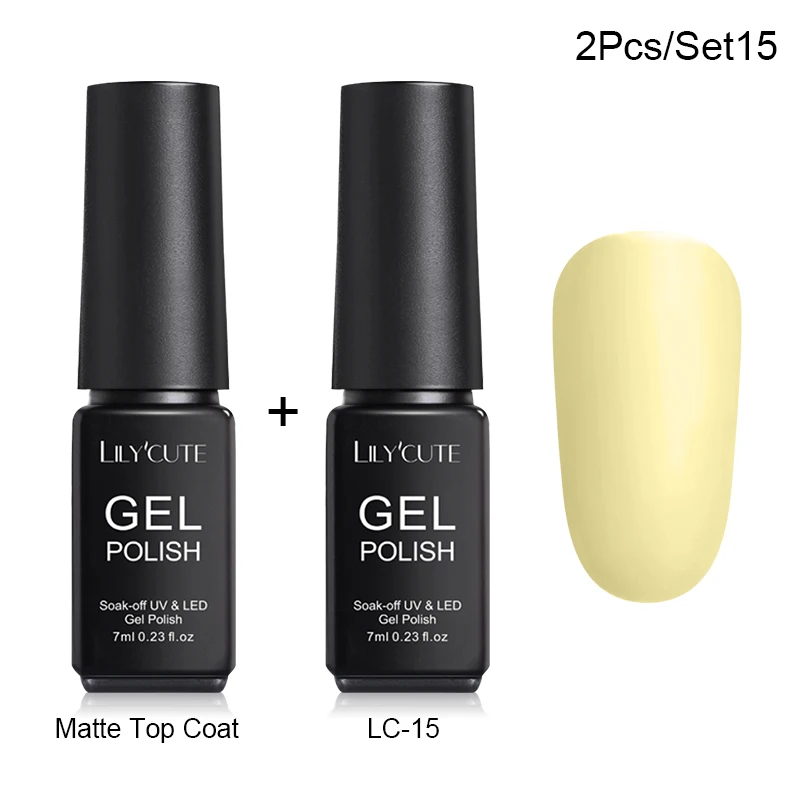 2 Pcs 15 LILYCUTE Матовый УФ-гель для ногтей матовый верхний слой цвет УФ гель для ногтей лак Гибридный впитывающий гель лак маникюрный гель лак - Цвет: 2 Pcs 15