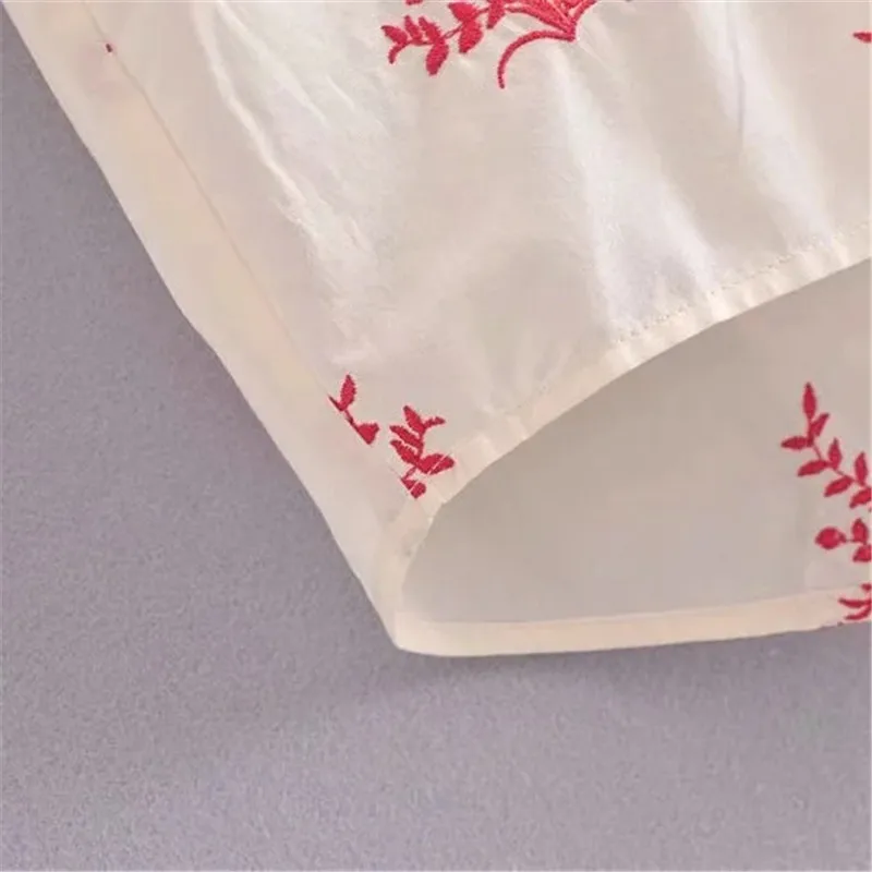 

PSEEWE Za 2021 Embroidered Women Shirt Long Sleeve Blouse Female Fashion Pocket Collared Button Up Shirt Casual Summer Woman Top