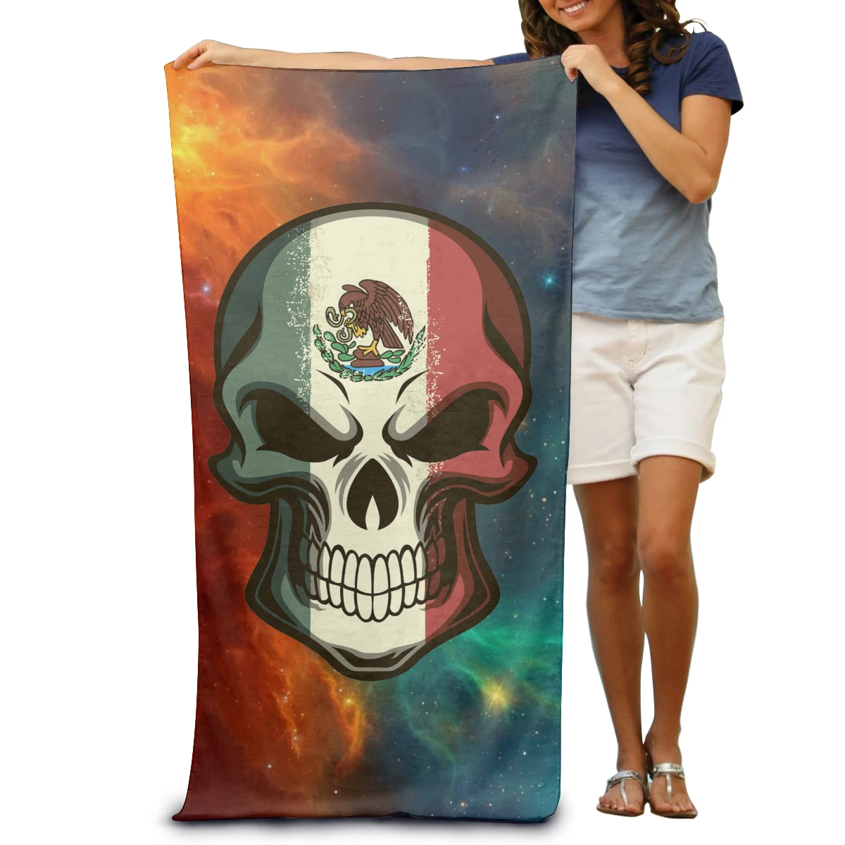 

Mexican Sugar Skull Microfiber Quick Dry Travel Bath Beach Camping Gym Yoga Swimming Fabric Adult Towels Fitness