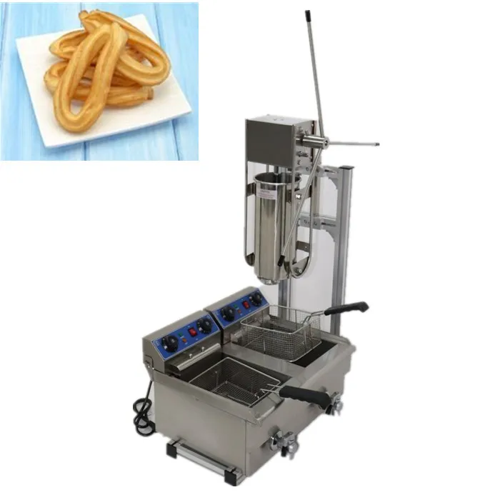 

CE New product 5L Capactity Manual Churros Machine plus Working Stand and 12L Gas Deep Fryer