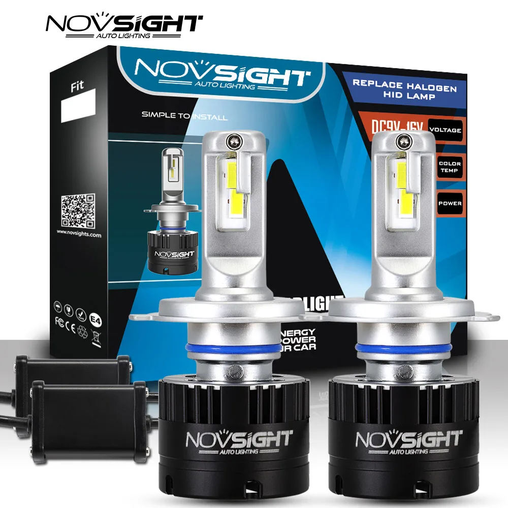 NOVSIGHT супер яркие фары автомобиля H7 светодиодный H4 светодиодный H1 H8 H11 HB3 9005 HB4 9006 Авто Лампы 80W 14400LM автомобилей фары 5500K