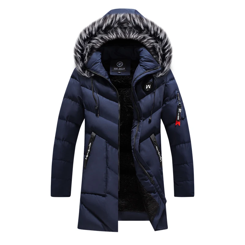 Winter Men Jackets Warm Thick Multi-pocket Hooded Parkas Coats Mens Casual Fleece Fur Collar Windbreaker Padded Overcoat Solid