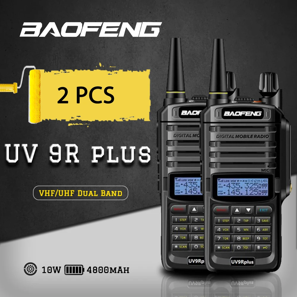 2 шт. 10 км большой диапазон Baofeng UV 9R плюс Водонепроницаемый двухканальные рации