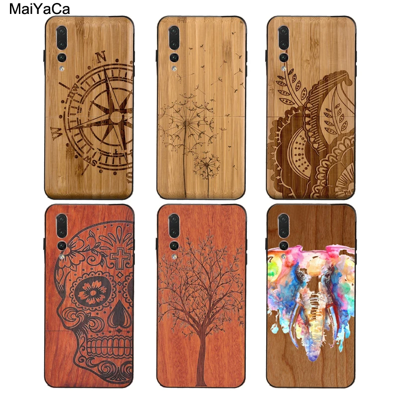 Мягкий чехол MaiYaCa из натурального бамбукового дерева с животными для Huawei P40 P30 Pro P20