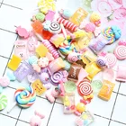 Милые полимерные ногти, 30 шт., конфеты, веселые цветы, желе, 3D украшения для ногтей, роскошный набор аксессуаров для ногтей