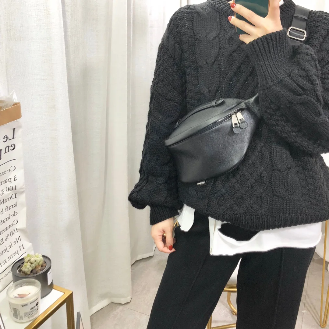 

free shipping 2020 the new style pretty cool genuine cow leather women one shoulder bag crossbody bag 34cm 6color