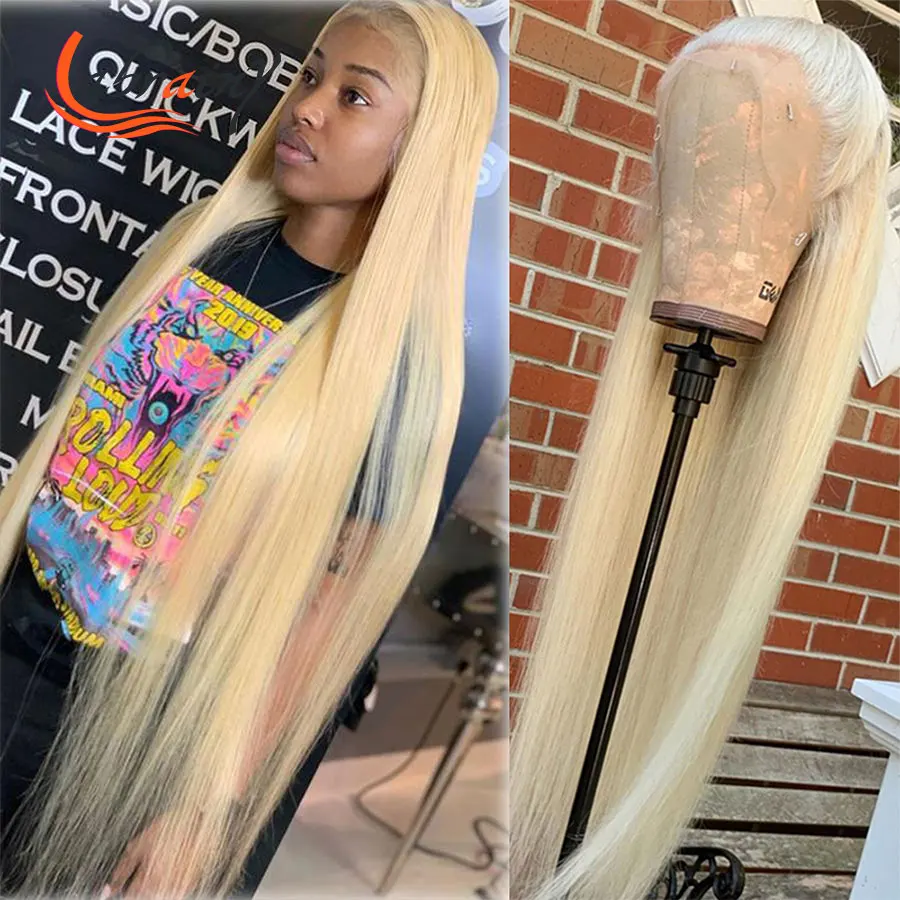 

40 Inches 613 Hd Lace Front Human Hair Wig 13x4 Blonde Straight Lace Frontal Colored Wigs Woman Pre Plucked Bleach Knots 13X6