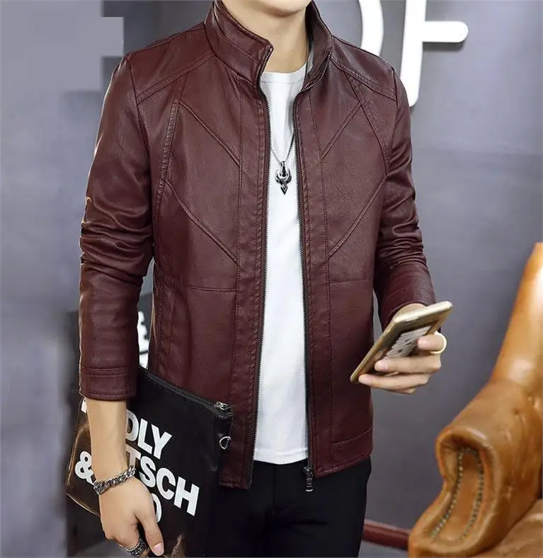 

Choose leather jacket for men in autumn and winter of 2018 for grabbing wool. Men's coat for men and locomotive clothing for men
