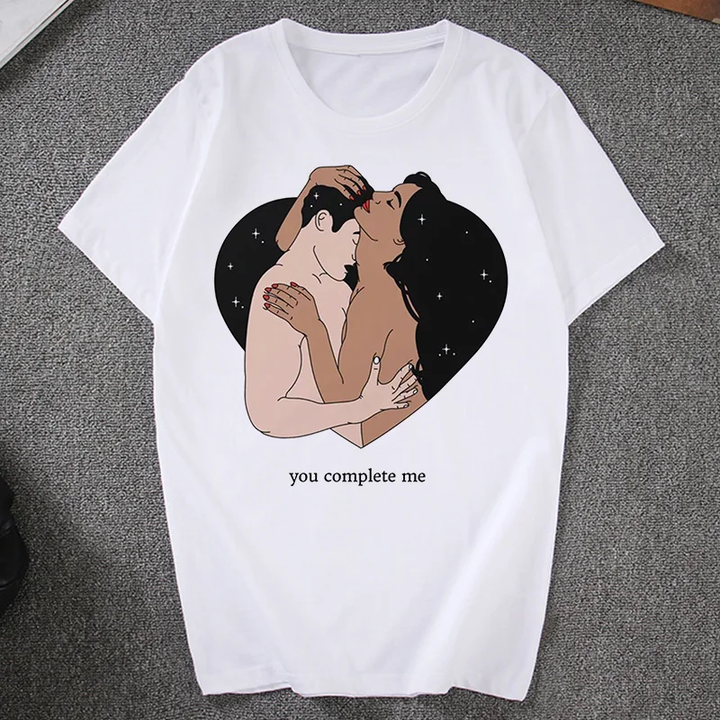 Женская футболка с принтом You Complete Me свободная Винтажная в стиле Харадзюку