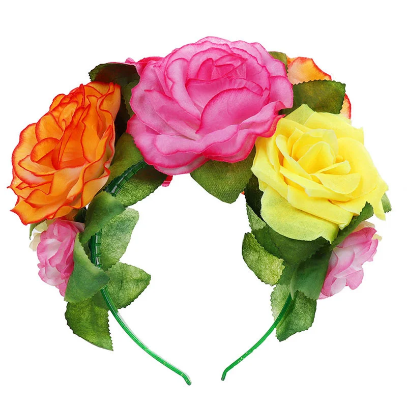 

New headdress Bohemian beach Rose Hair Band stage props wreath hair band