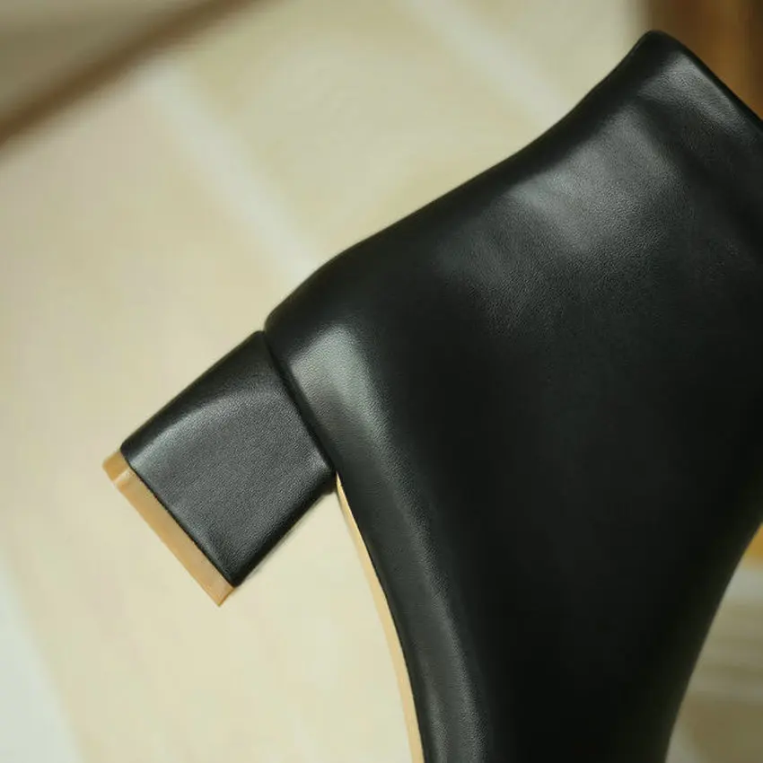 Женские короткие сапоги QUTAA из искусственной кожи с квадратным носком на молнии