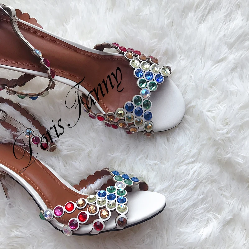 Босоножки женские на высоком каблуке модные роскошные сандалии с кристаллами