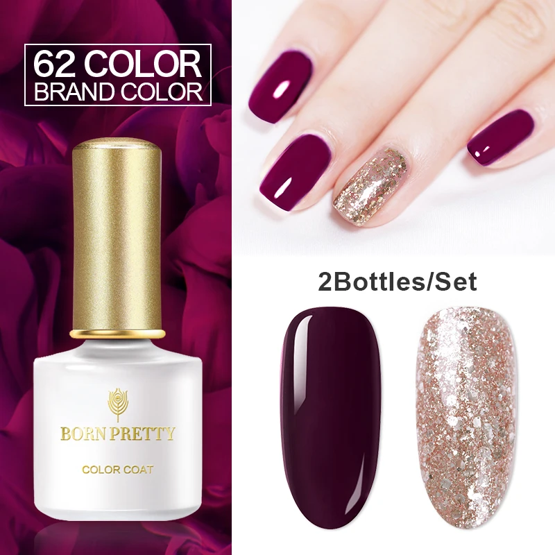 Набор гель лаков для ногтей BORN PRETTY 2 флакона долговечный цветной УФ Гель лак 6
