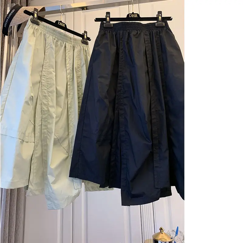 

2021 New Autumn Fashion Women Elastic High Waist Iiregular Large Hem Skirts Solid Color Vintage Ladies Long Skirts for Gils Z239
