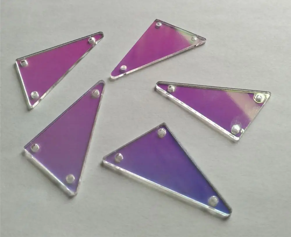 

50pcs Sew On AB Crystal Rhinestones Triangle Acrylic AB Beads, Sew On Stones Crystal Strass