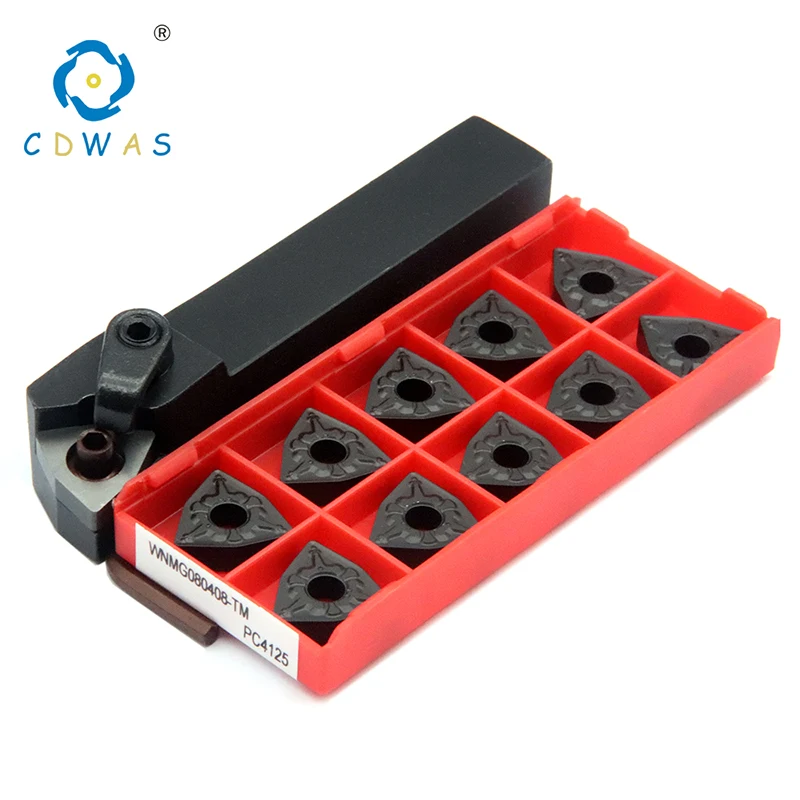 

Вкладыши карбидные черные WNMG080404 / 08 TM PC4125, MWLNR1616H08, держатель внешнего токарного инструмента, набор инструментов для токарного станка с ЧПУ, 10...
