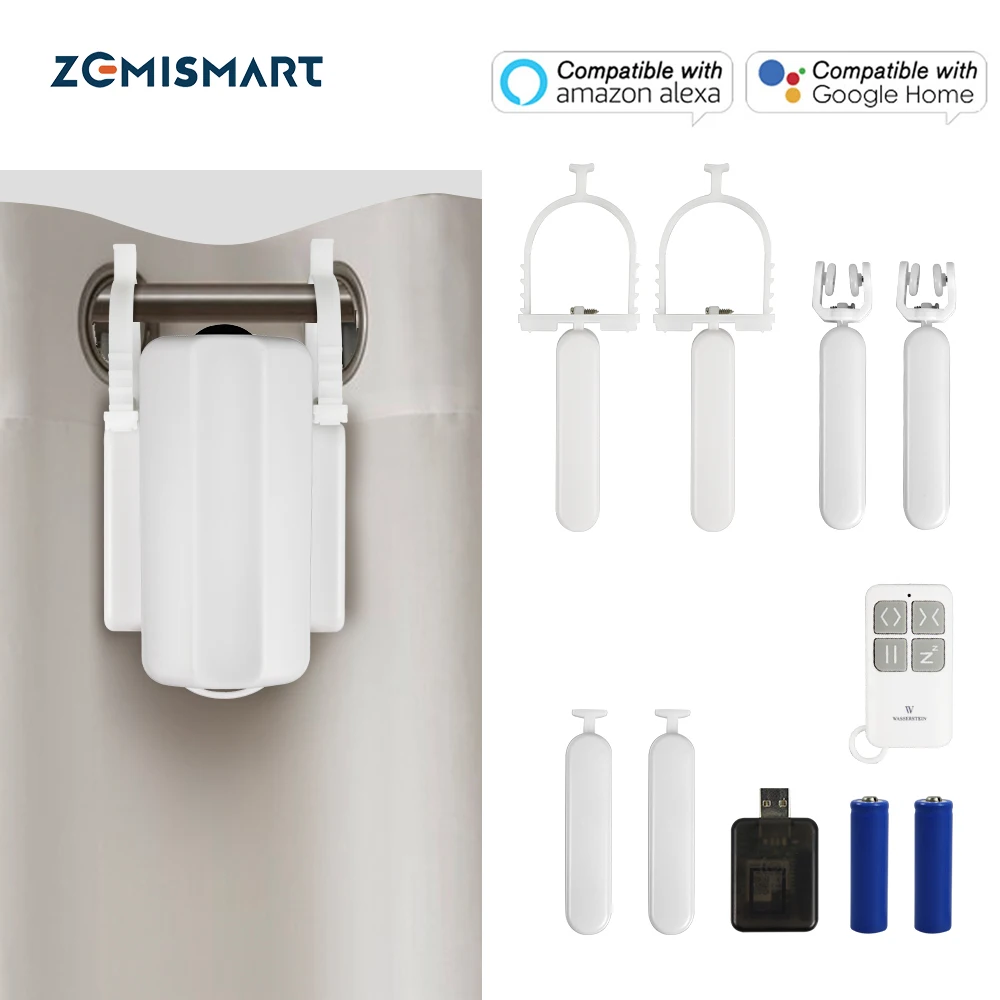  Zemismart WiFi Tuya Smart Curtain Driver Robot Smart Life Alexa Google Home Control For Roman Rod I Type U Type Curtains Track 