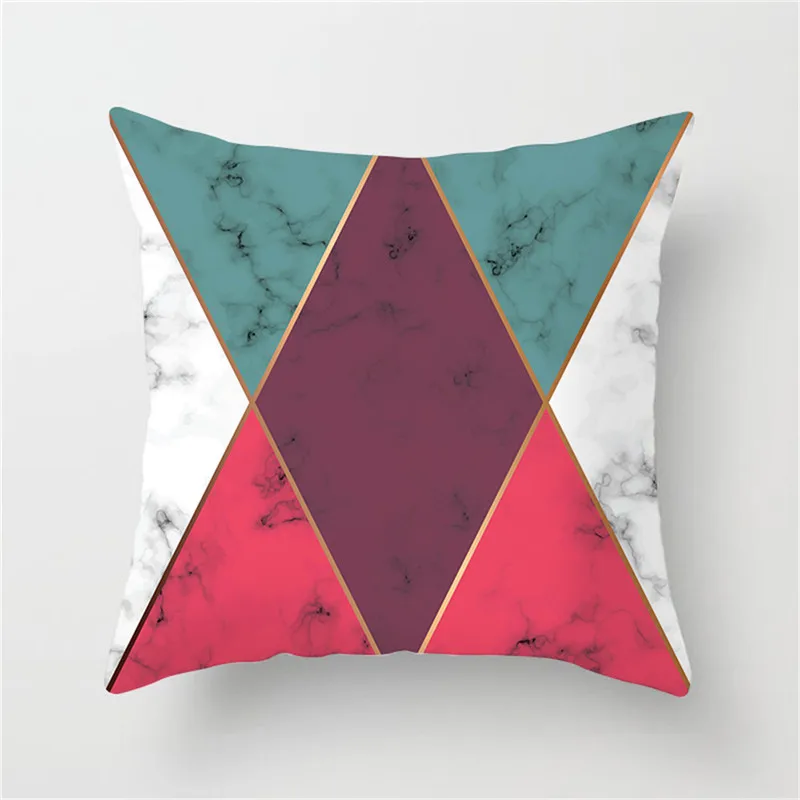 Fuwatacchi Geometric Cushion Cover Marble Rose Gold Line Patchwork Pillow for Home Sofa Chair Plaid Decorative Pillowcases | Дом и сад