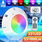 Подводный светильник для бассейна, 55 Вт, 531 светодиосветодиодный, 2835SMD, RGB, с пультом дистанционного управления, водонепроницаемый, IP68