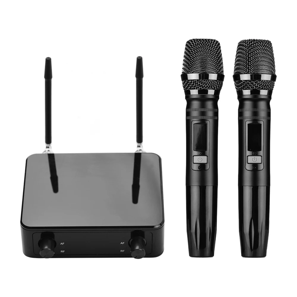 

UHF Wireless Microphone System with 1 Receiver 2 Microphones for Home Karaoke/Speech/ Meeting/Performance