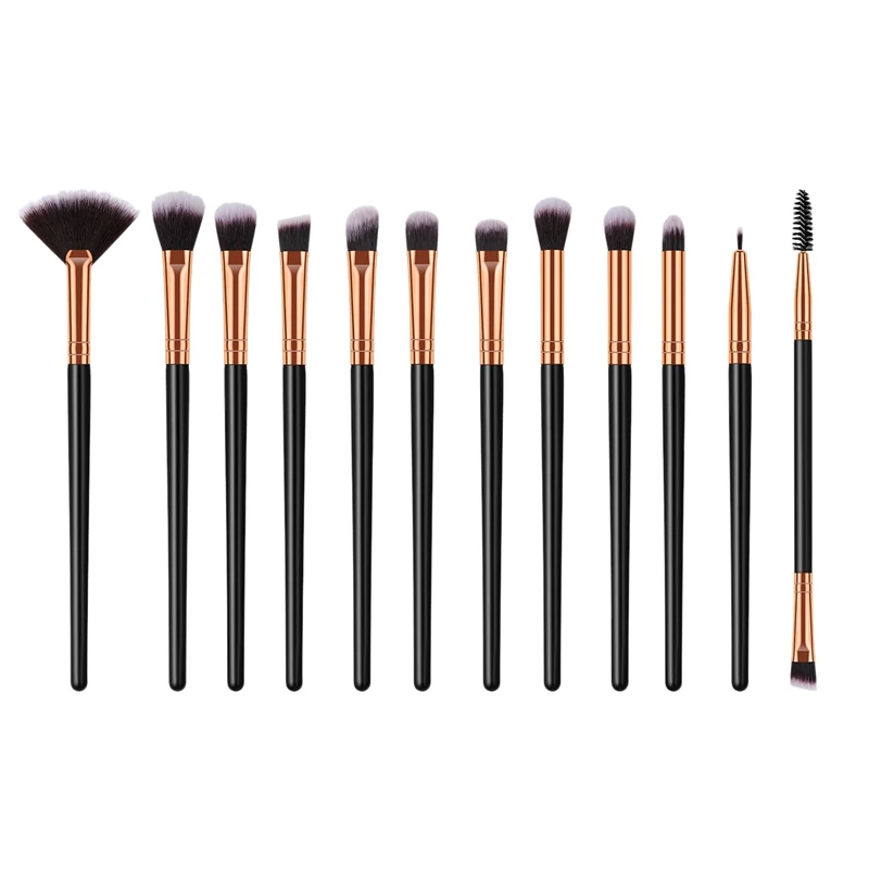 

Набор профессиональных кистей для макияжа, 12 шт., кисти для макияжа глаз, для основы, теней, бровей, растушевки