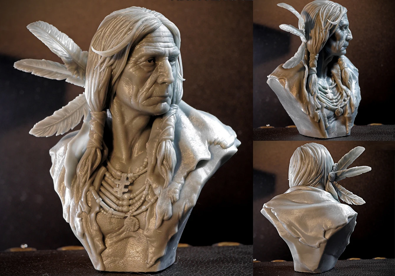 

60mm Resin Model Native American Bust Unpainted Sculpture No Color RW-248