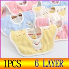 1 шт. детская 6-слойная хлопковая марлевая ткань с вращением на 360 градусов мягкая ткань для новорожденных детская одежда с защитой от грязи