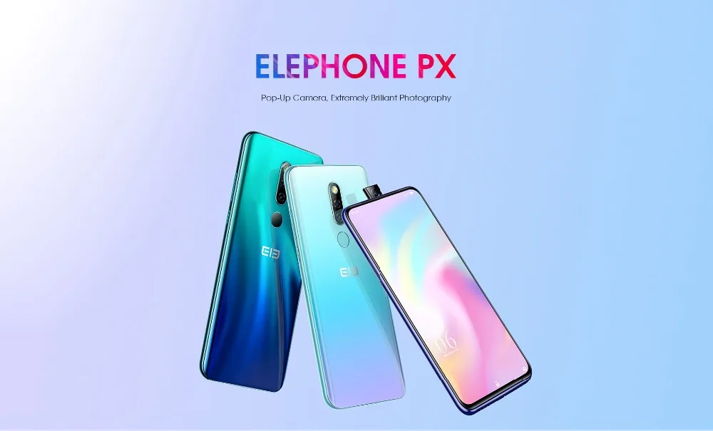 Elephone PX 6,5" FHD+ полноэкранный глобальный мобильный телефон Android 9,0 MT6763 дизайн всплывающая камера 16 МП камера смартфон