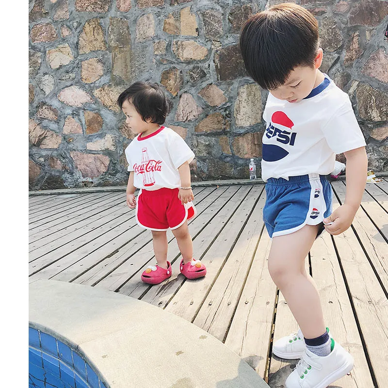 Комплекты одежды для мальчиков и девочек 2020 летняя рубашка с коротким рукавом
