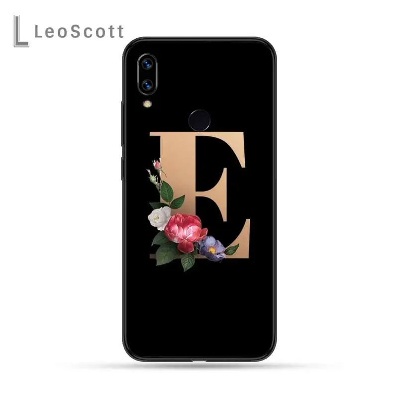 

26 letter name DIY Phone Case For Xiaomi Redmi Note 4 4x 5 6 7 8 pro S2 PLUS 6A PRO