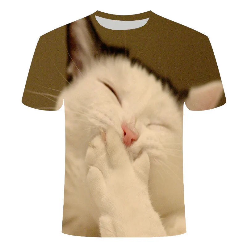 

3D Pet Cat Pattern T-Shirt Urban Fashion Men's And Women's O-Neck Casual And Comfortable Home Clothing Summer Short-Sleeved Tops