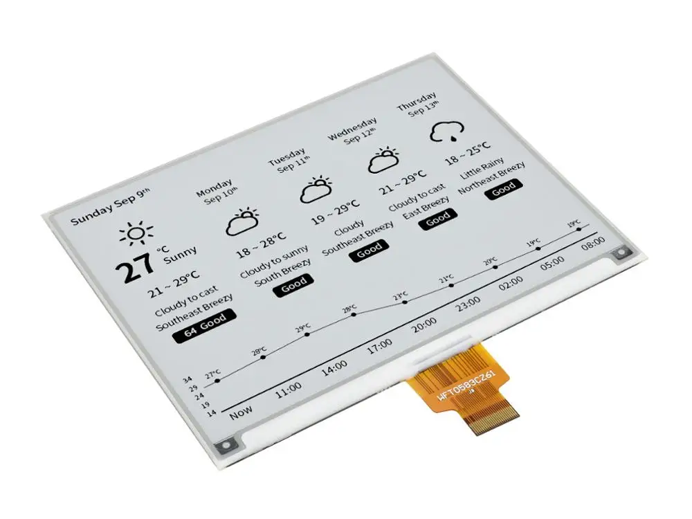 Электронная бумага Waveshare 5 83 дюйма E Ink Raw Display 648 × 480 пикселей черный/белый