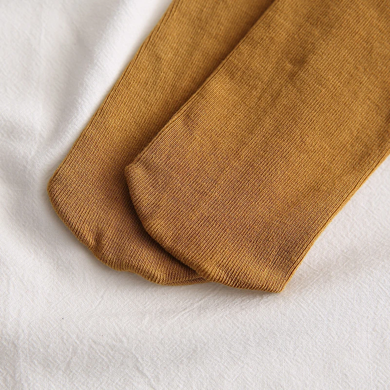 

Retro Women Long Tube Stocking Socks Cute Cotton Solid Color School Style Long Soft Piles Socks Edge Curl Stocks