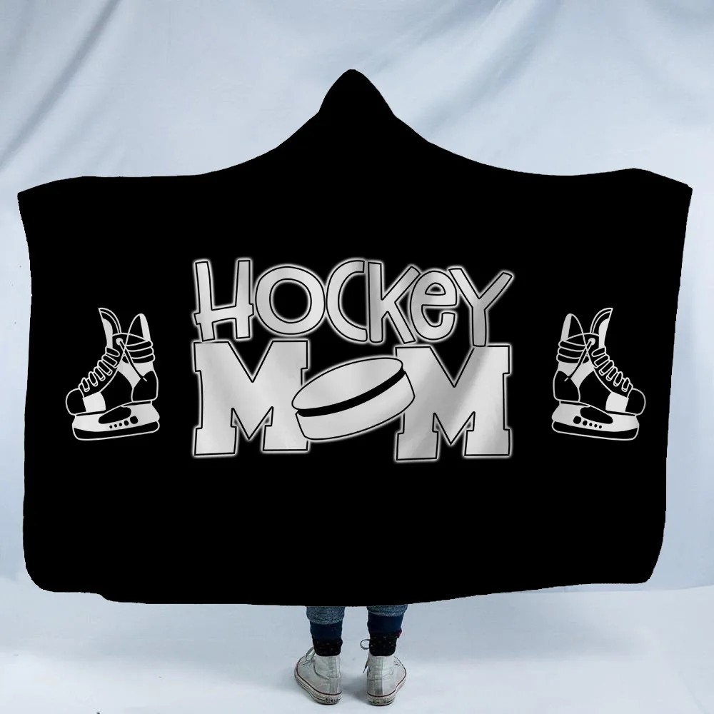 

ONGLYP Hooded Blanket Thicker Sherpa Fleece Hockey Mom Soft Plush Warm Wearable Blanket for Sofa Couch Bed TV,7 Colors Available