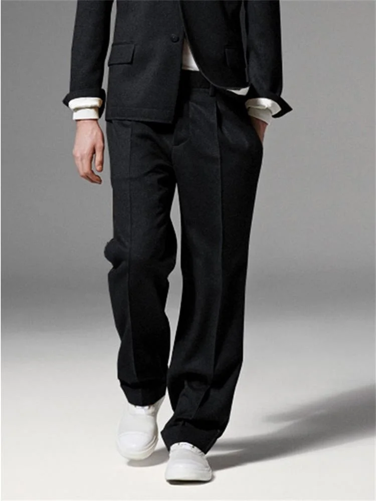 

Повседневные мужские шерстяные однотонные модные высококачественные прямые облегающие Костюмные шерстяные брюки для осени и зимы