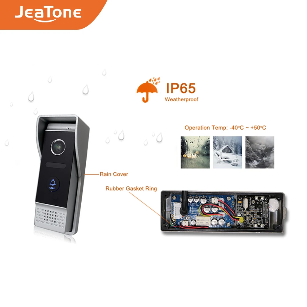 Видеодомофон Jeatone 1080P AHD 10 дюймов водостойкий с поддержкой голосовых сообщений