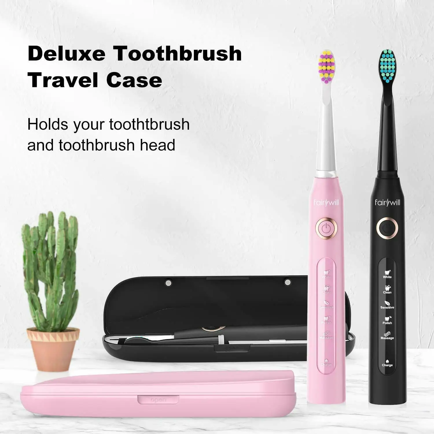 

Fairywill Electric Sonic Toothbrush FW507 Waterproof Powerful Cleaning Toothbrush with 10 Replacement Brush Heads for Adults