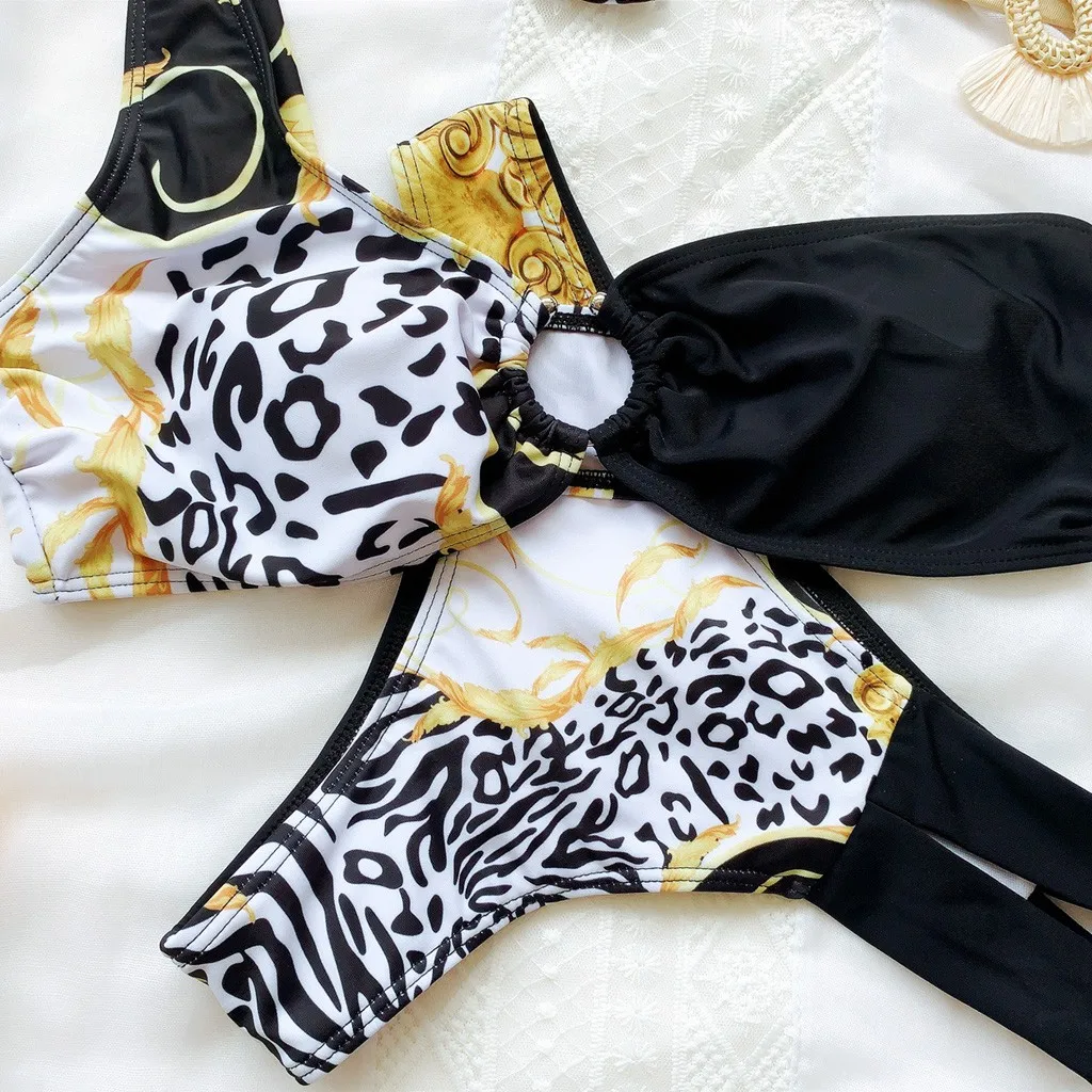 

One Shoulder Bikini 2020 New Sexy Push Up Swimsuit Leopard Swimwear Women Brazilian Bikini Set Biquini Sexy Bathing Suit Female