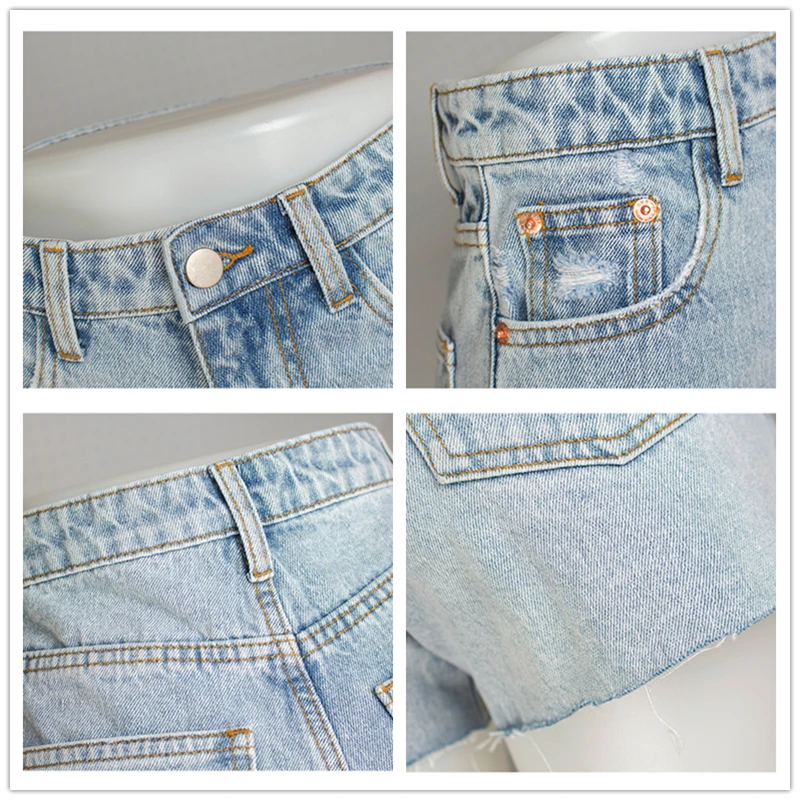 

Summer High Waist Wash bleaching Biker Female Shorts Women Hole Sexy Short Womens Denim Pole Dance Booty Shorts For Women Jeans