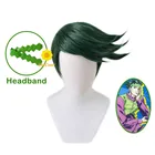Короткая повязка на голову с зеленым париком JOJO's Bizarre Adventure Rohan Kishibe для косплея, термостойкие волосы + шапочка для парика, реквизит для вечерние для мужчин