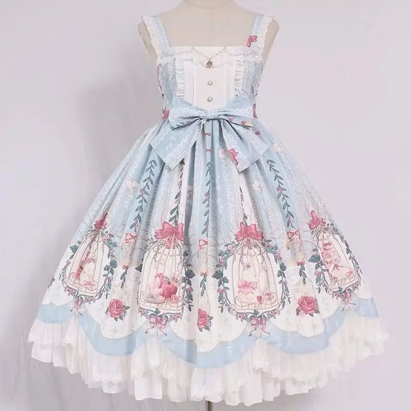 

Lolita dress sweet lolita cage dream bead chain pendant wave jsk dress retro victorian dress kawaii girl gothic lolita