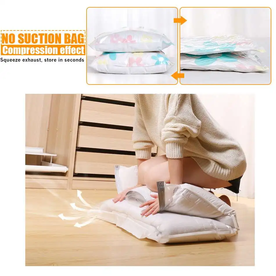 

Foldable Storage Bags Compression Air Pump Vacuum Seal Bag Travel Large Capacity Debris Clothing Quilt Bag With Hand Pump 11 Pcs