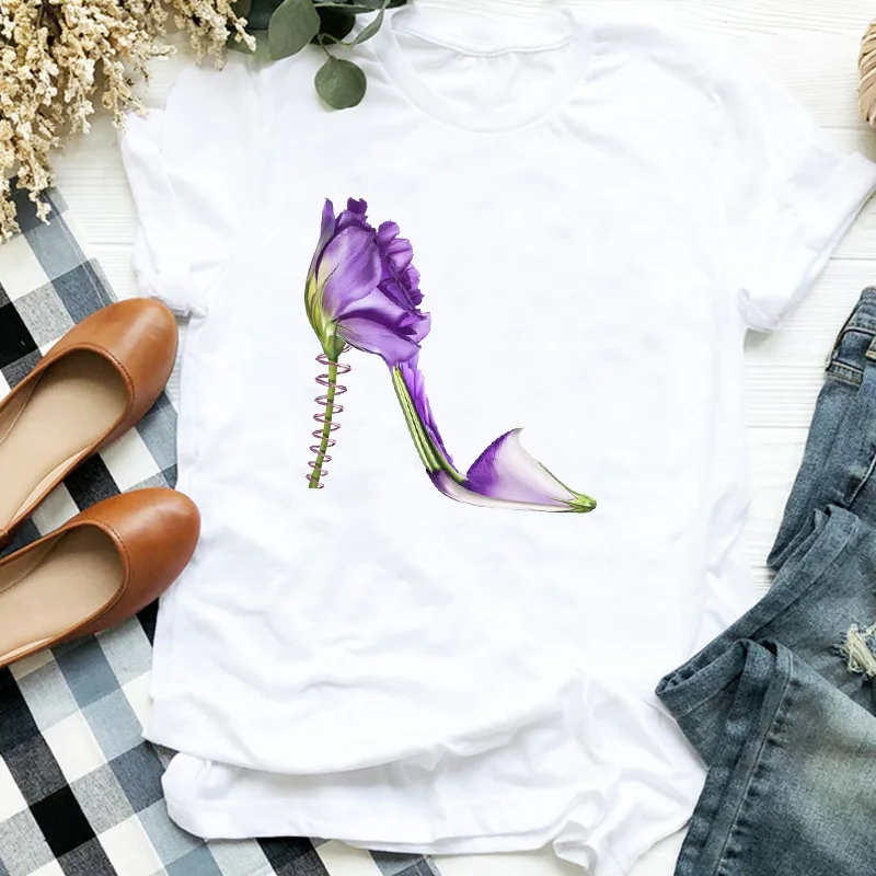 Милая женская уличная одежда с цветочным принтом для отдыха футболка рубашка