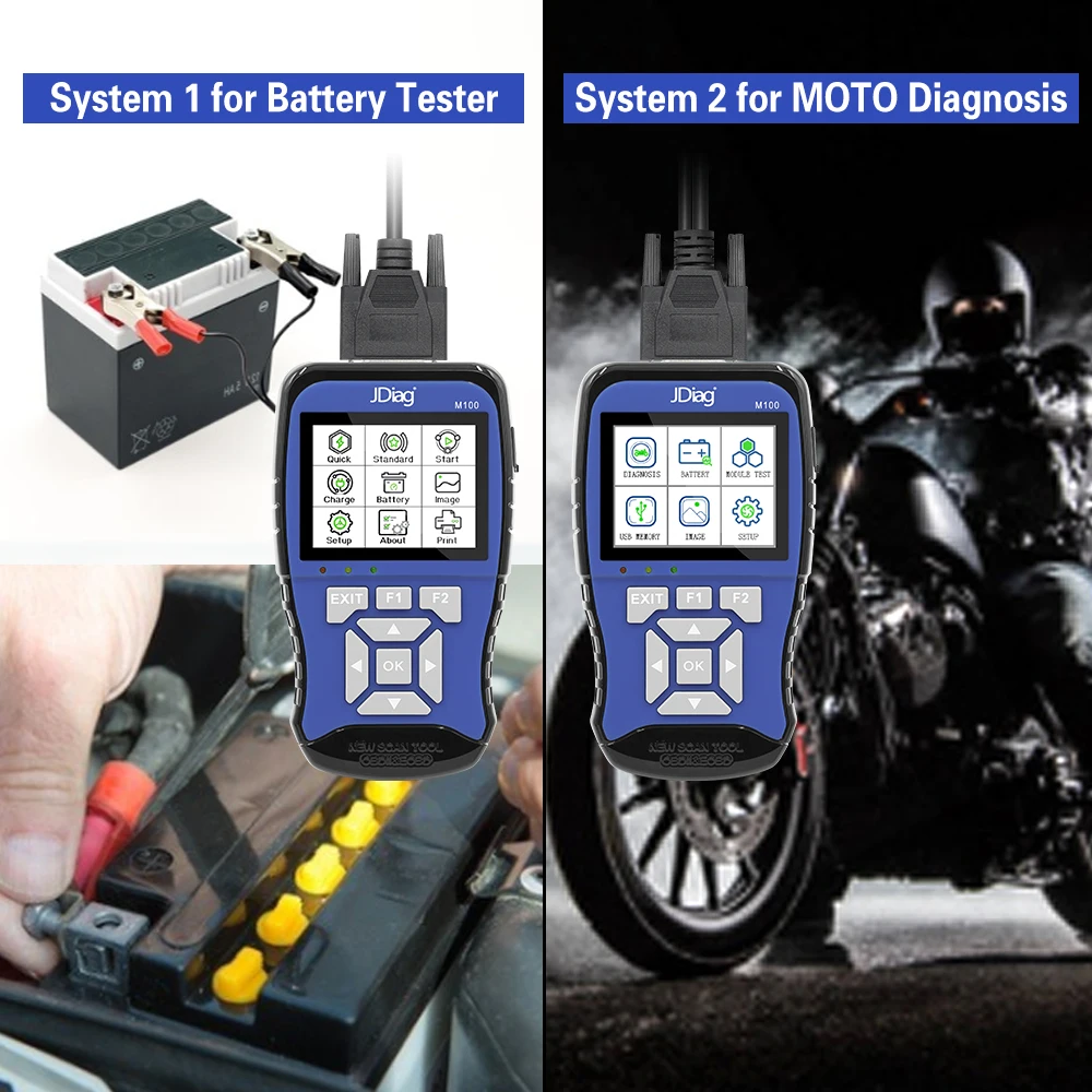 Диагностический инструмент OBD2 JDiag M100 сканер для мотоцикла 12 В тестер