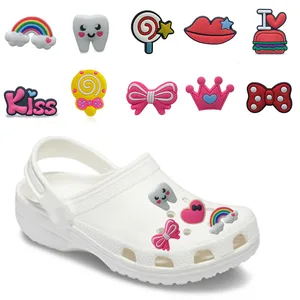 1 шт. милые аксессуары для обуви из ПВХ Радужный леденец бриллиантовые украшения зубы губы украшение в виде глаза подарок для взрослых и детей